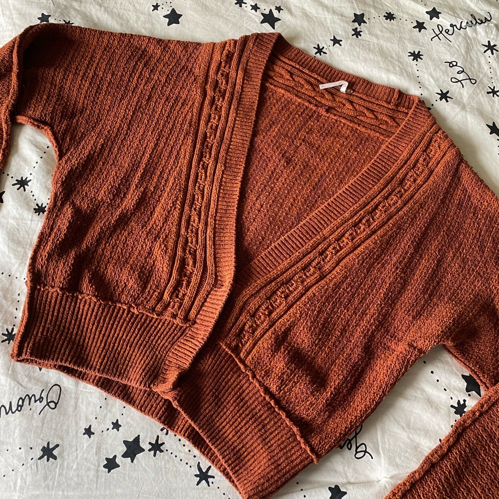 Free People Deep Rust Cardigan Sweater